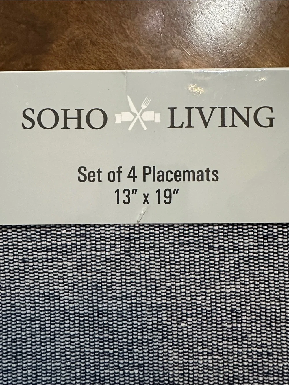 NWT Soho Living Navy & White Woven Placemats - Set of 8